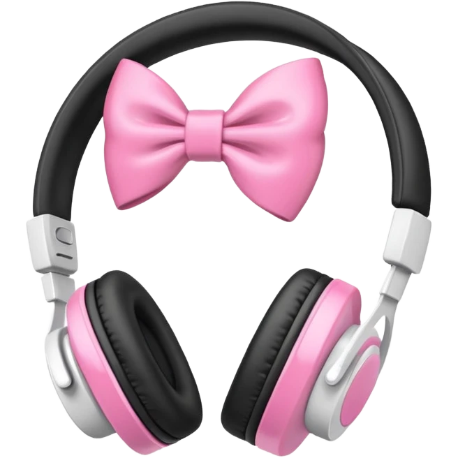White headphones with pink bow emoji