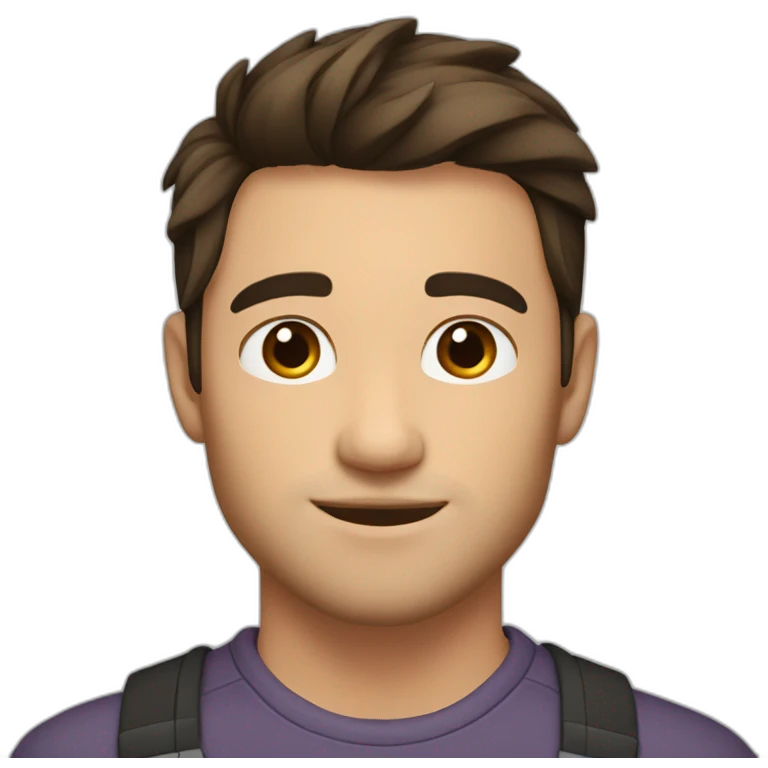 a handsome young guy with long dark brown hair just below the chin and with a little stubble emoji