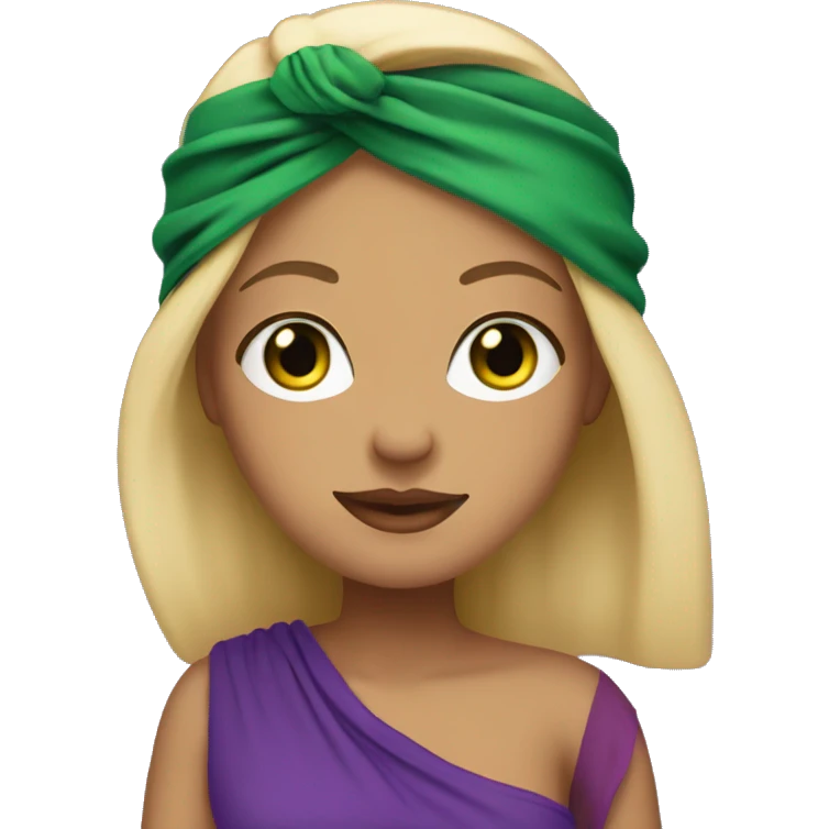  chicana with blonde hair and purple bandanna with green eyes emoji