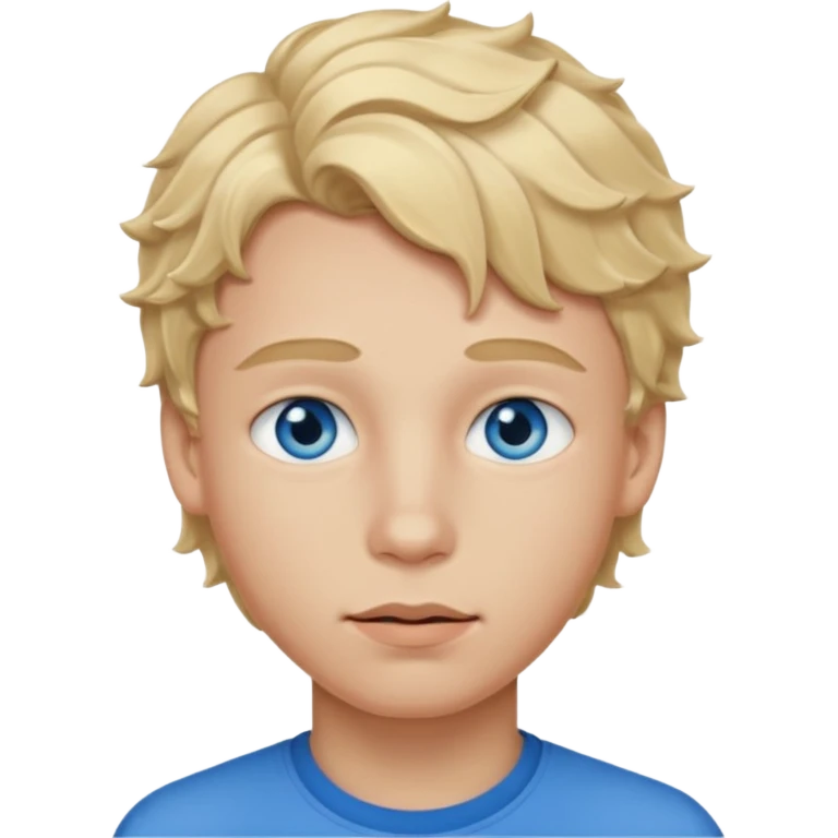 Teenage boy with blue eyes, blonde wavy hair and thick lips emoji