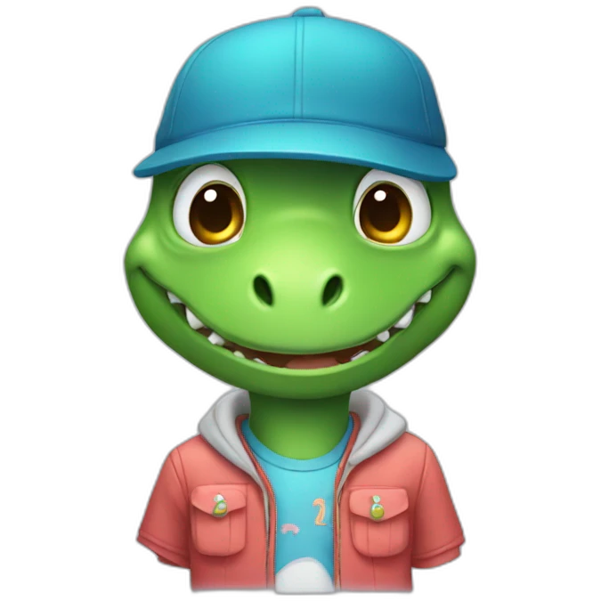 cute dinosaur wearing school outfit emoji