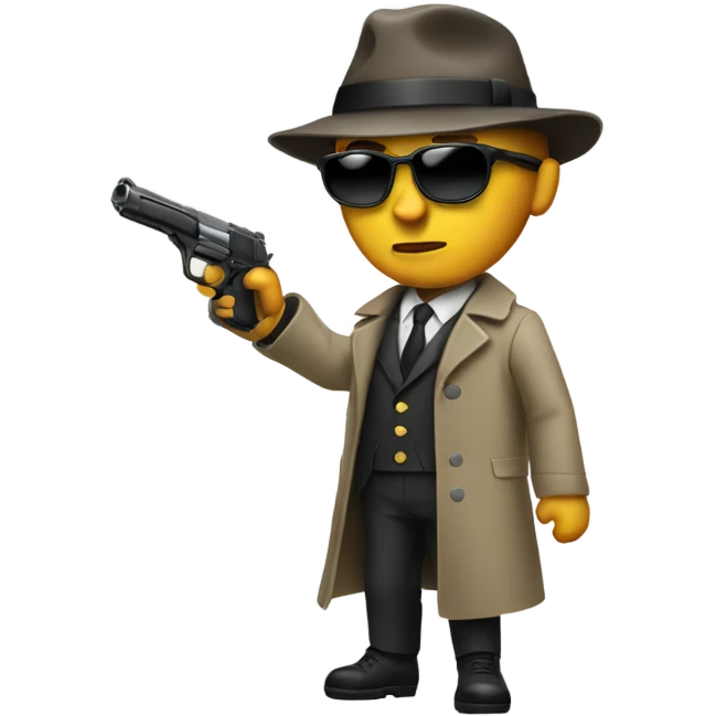 spy with a trench coat and a gun in hand emoji