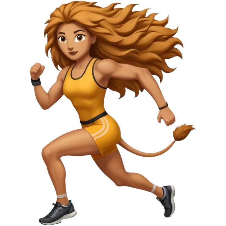 High resolution of a running women lion emoji