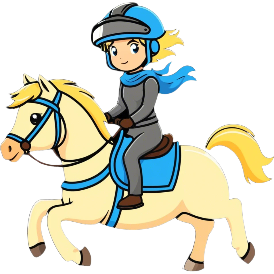 Blonde haired women riding a horse and has on a helmet  emoji