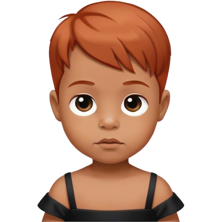 baby boy with reddish blunt hair with black dress emoji