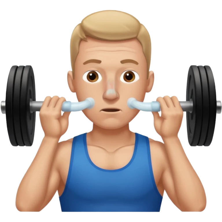 guy breathing with nose in gym emoji