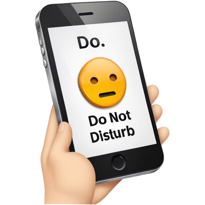 a mobile phone holding up a ‘do not disturb’ sign emoji