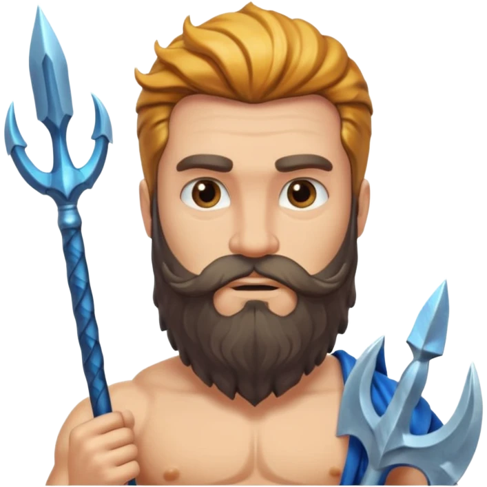 An emoji of the Greek god Poseidon. He is a strong, bearded man with a majestic expression, holding a trident. emoji