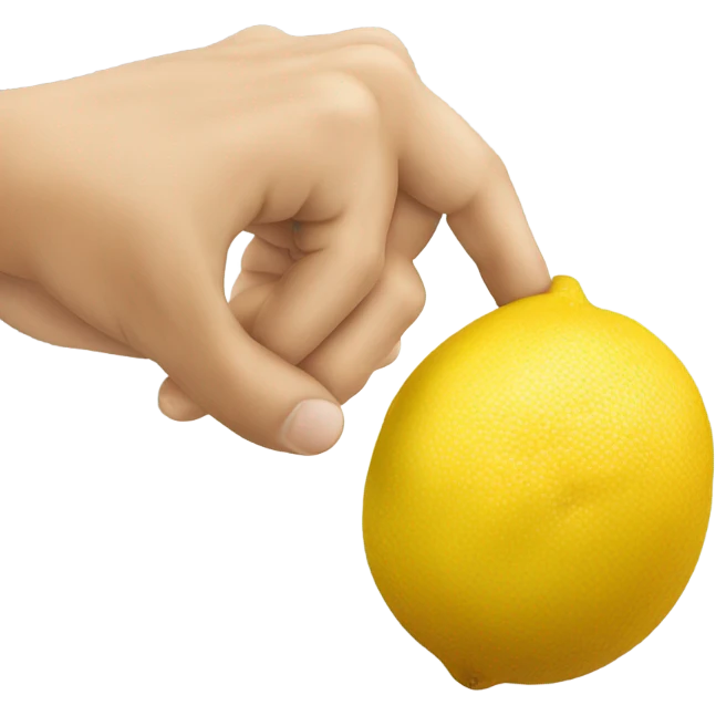 a hand squeezing a lemon emoji
