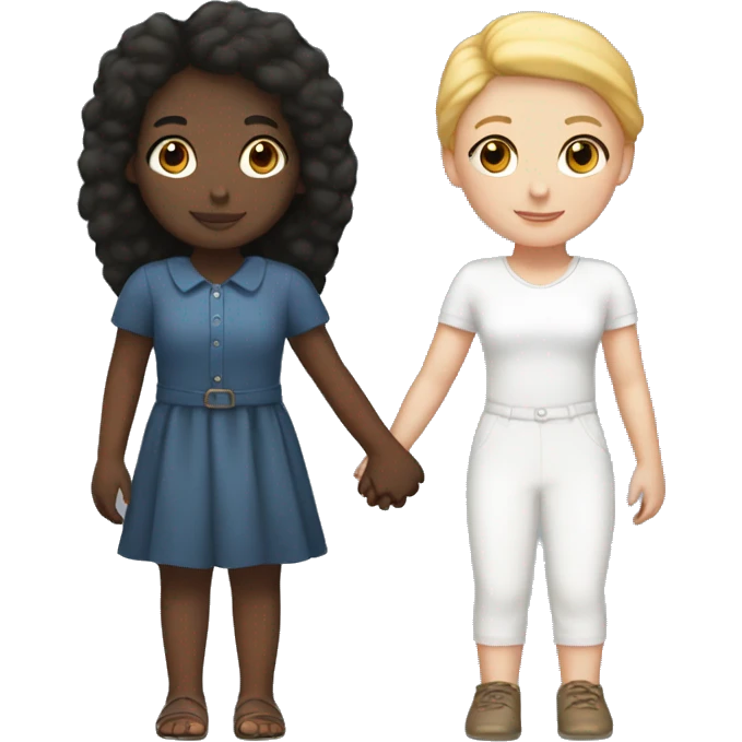 Black girl and a White Girl Holding hands emoji