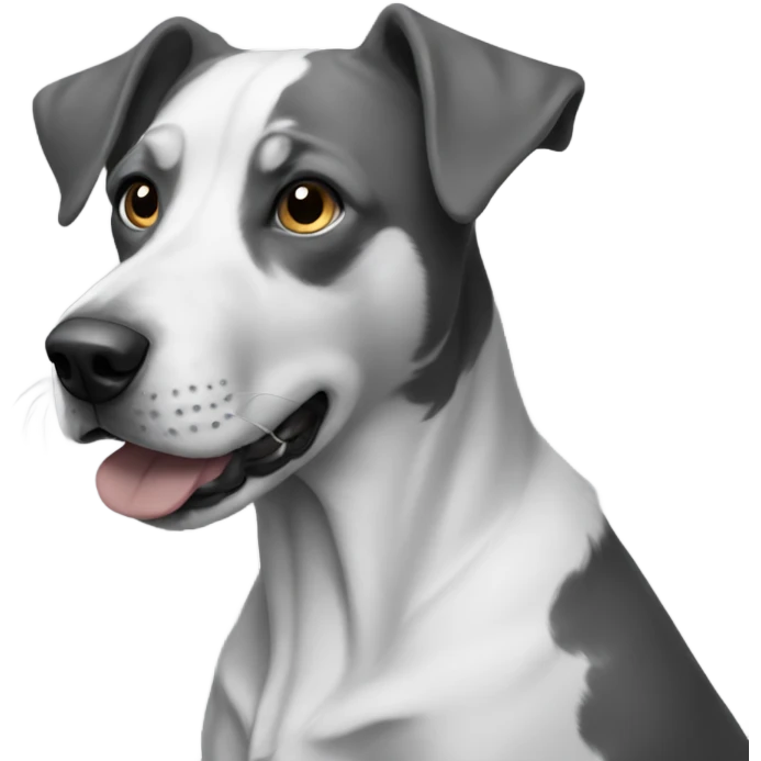greyscale portrait of a human dog emoji