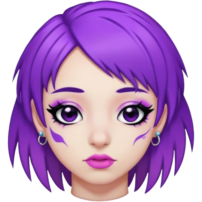 Emo girl with purple mullet and piercings and black eyeliner  emoji