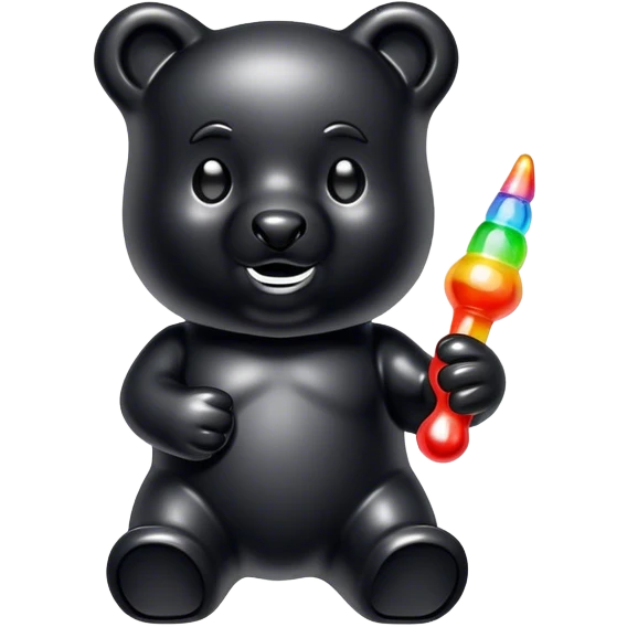 Black Gummy Bear with horn emoji
