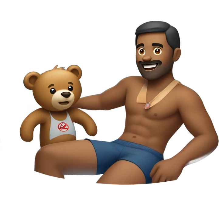 Animal control guy with a bear in a hot tub emoji