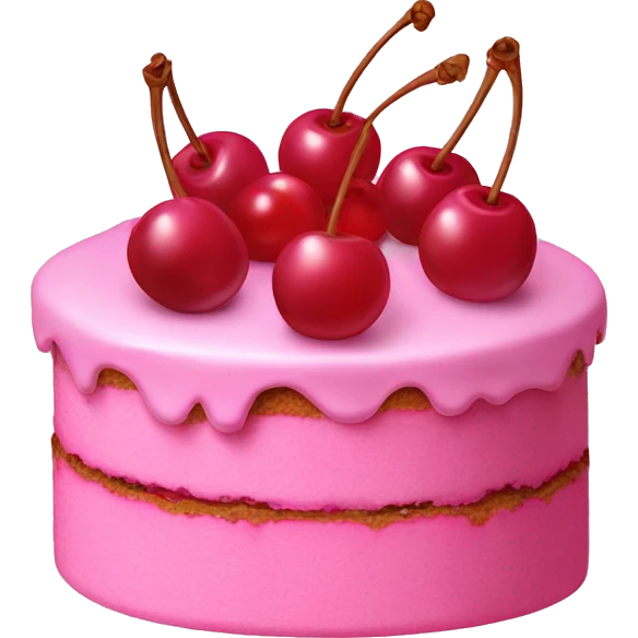 Pink cake with cherries on top emoji