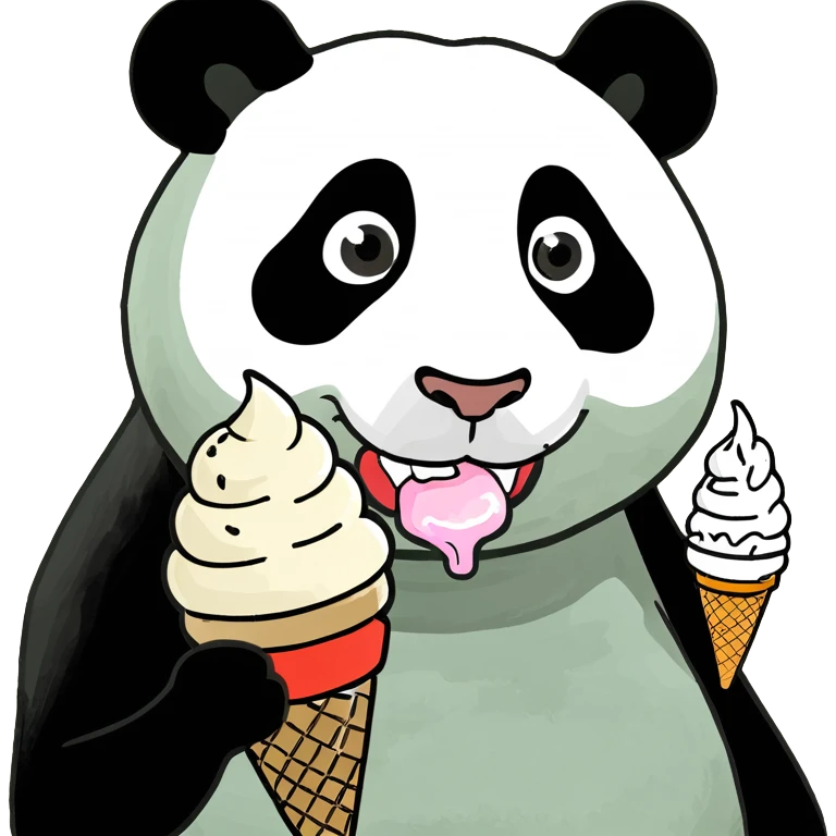 Panda eating ice cream emoji