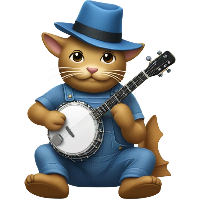 Catfish wearing overalls wearing a banjo emoji