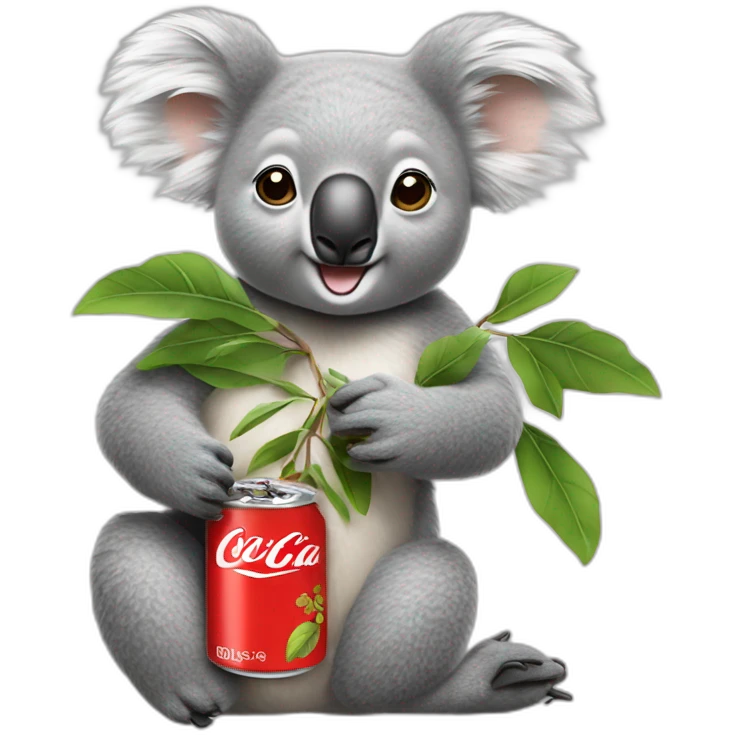 Koala aves une canette de coca emoji