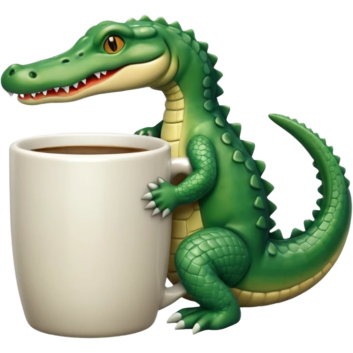 Coffee mug hugging an alligator  emoji