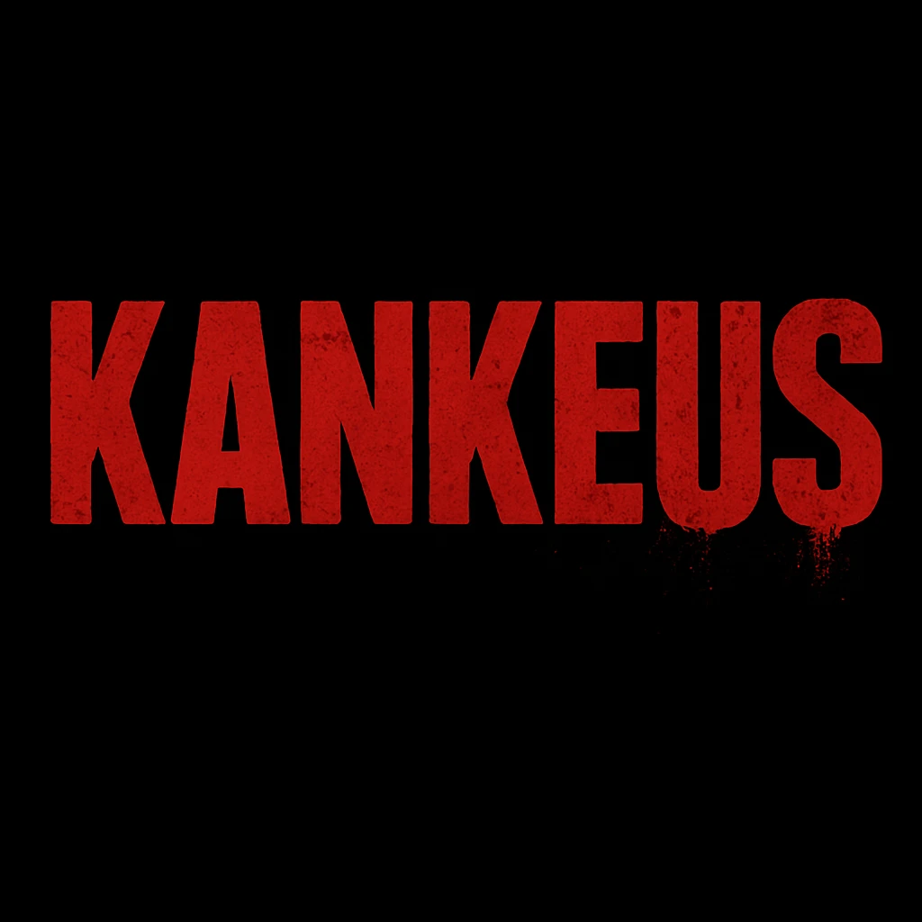 Change the KankeuS logo text color to red instead of white, keeping the DayZ video game font style, distressed, bold, gritty and intense, on black background. Maintain the distressed, bold, gritty, intense style with red text on black background. emoji
