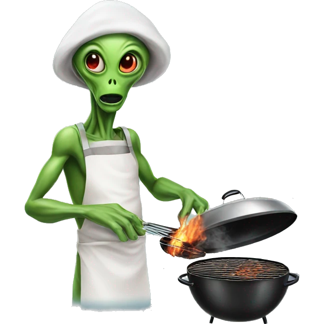 Alien cooking bbq emoji