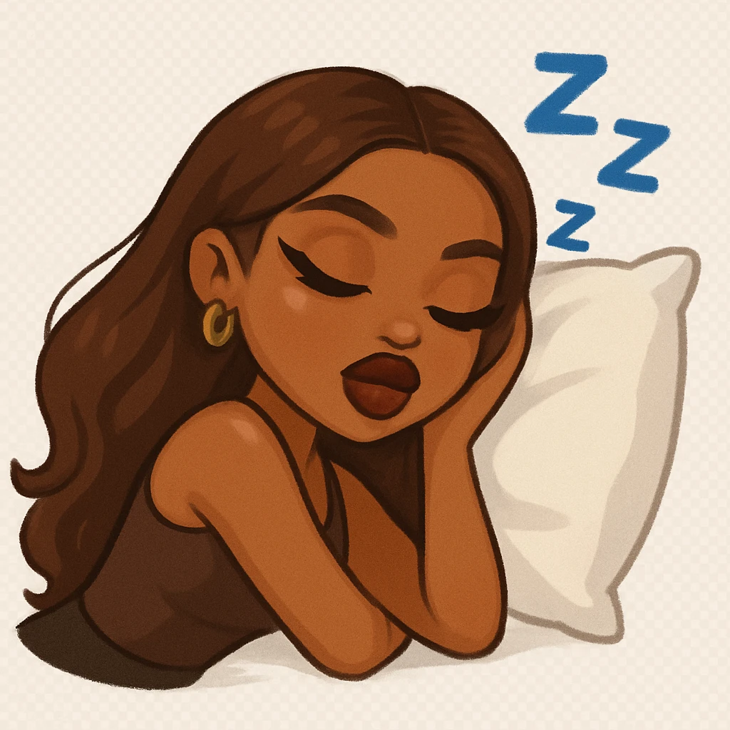 pretty brown hair bratz baddie sleeping emoji