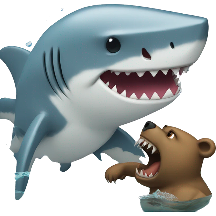 Shark fighting a bear  emoji