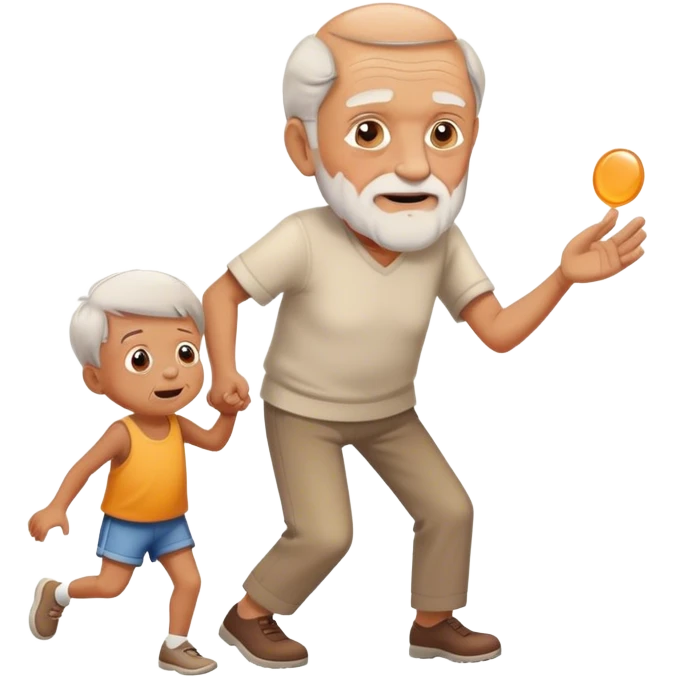 Old man playing tag with grandkid emoji