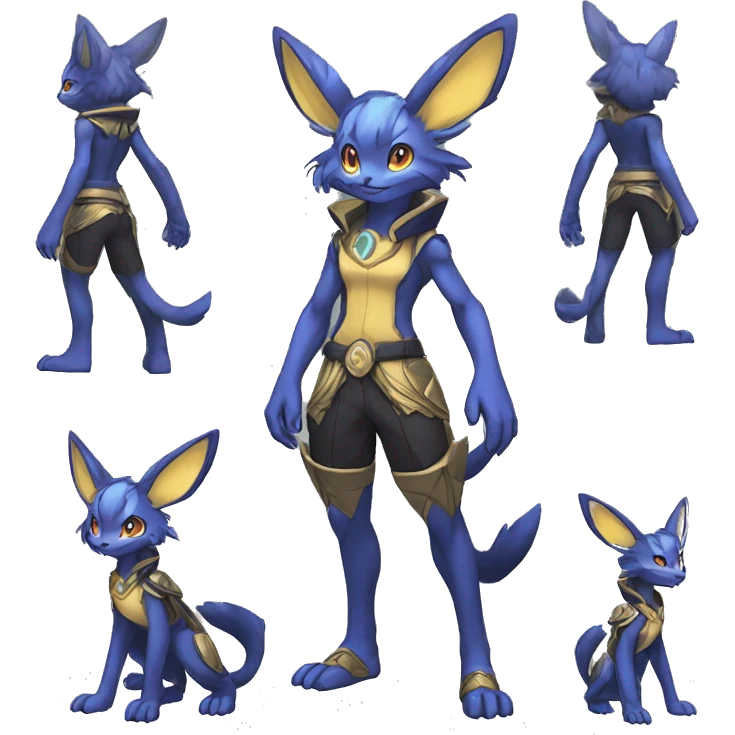 Anthro Sona Cool Edgy Legendary Colorful Shy Shiny Fakemon-Pokémon-Fantasy-Creature With Full Body Detailed High Quality emoji