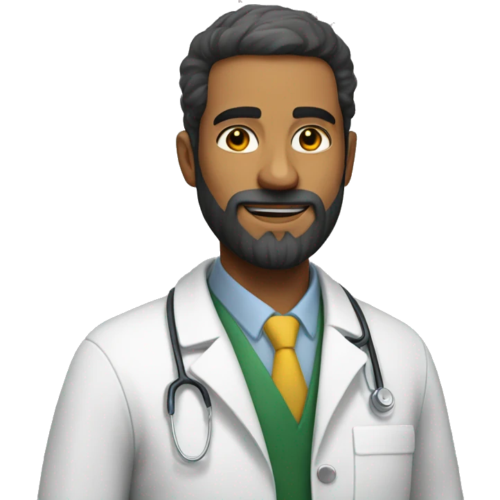 Man with a beard, from northeastern Brazil, strong in doctor's clothing emoji