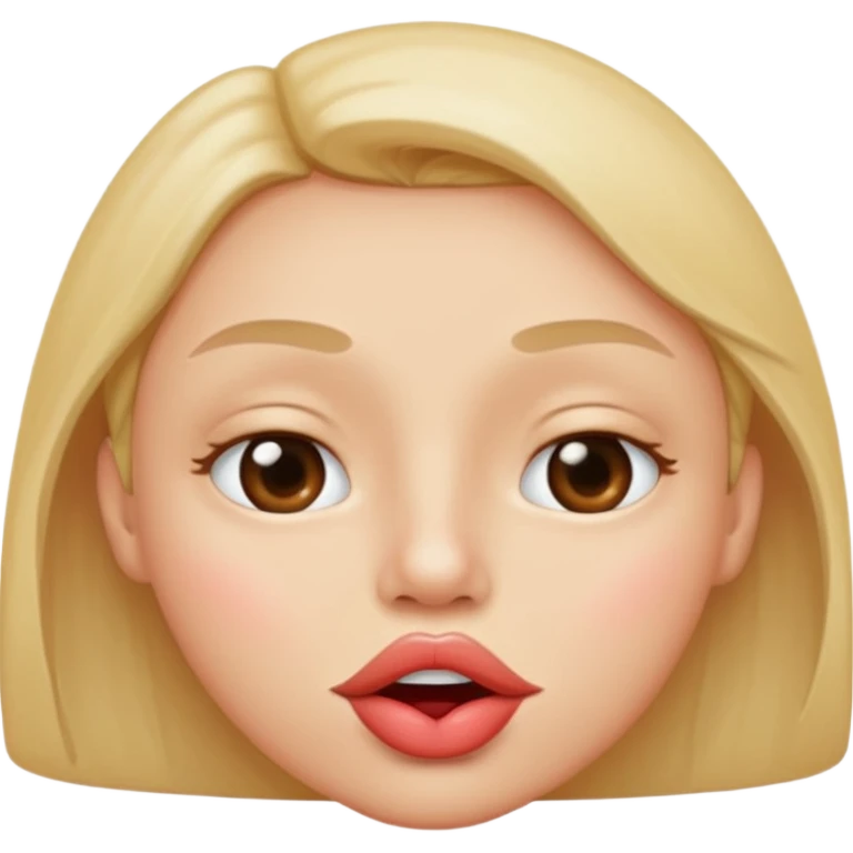 

I'd like an emoji with slightly squinty eyes, a mouth giving a tight kiss with little creases around the lips emoji