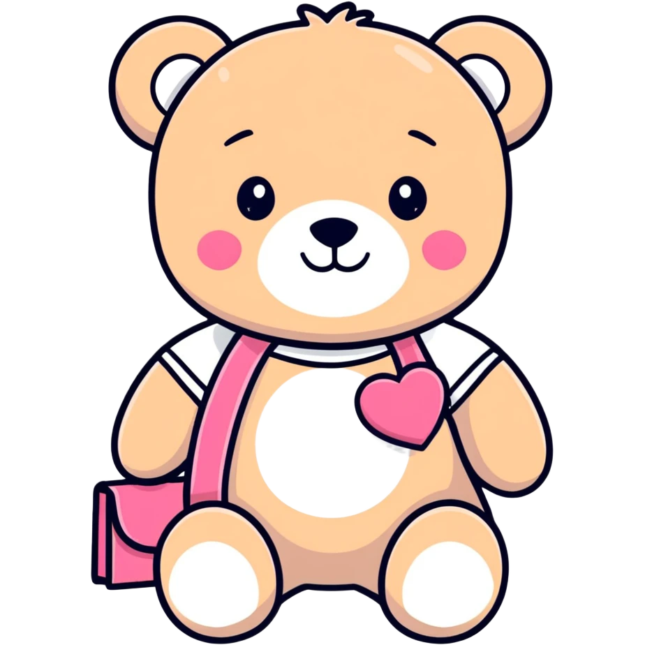 cute teddy bear with pink accessories emoji