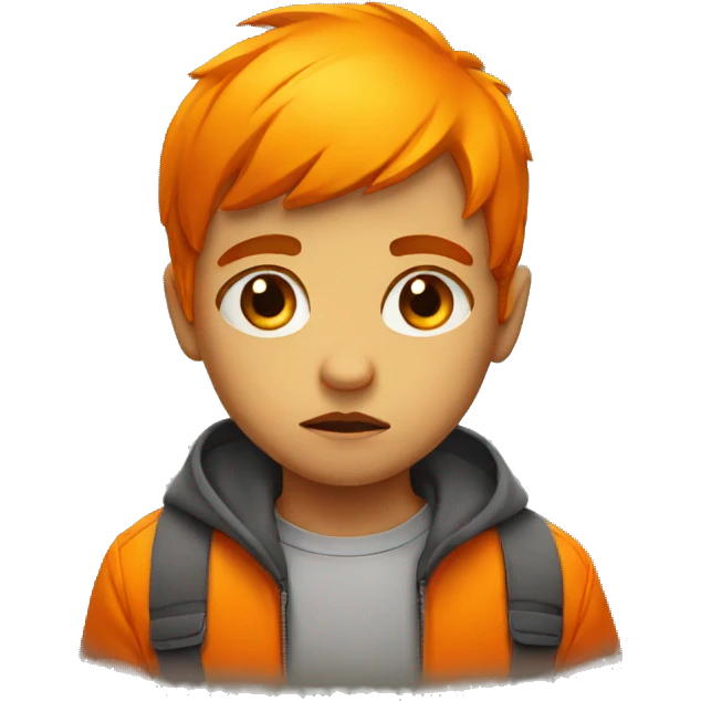 sad kid in a bright orange  emoji