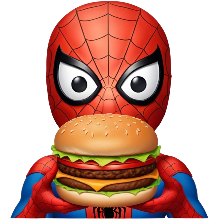 spider man eating burger with bulding emoji