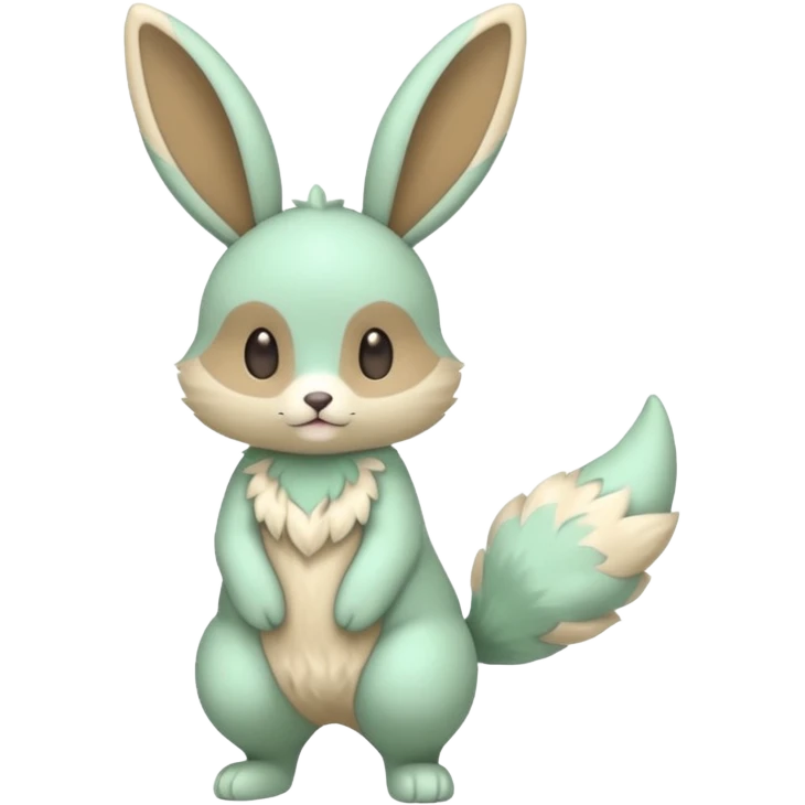 Pastel green and beige Lopunny-Cinccino-fusion (full body) emoji