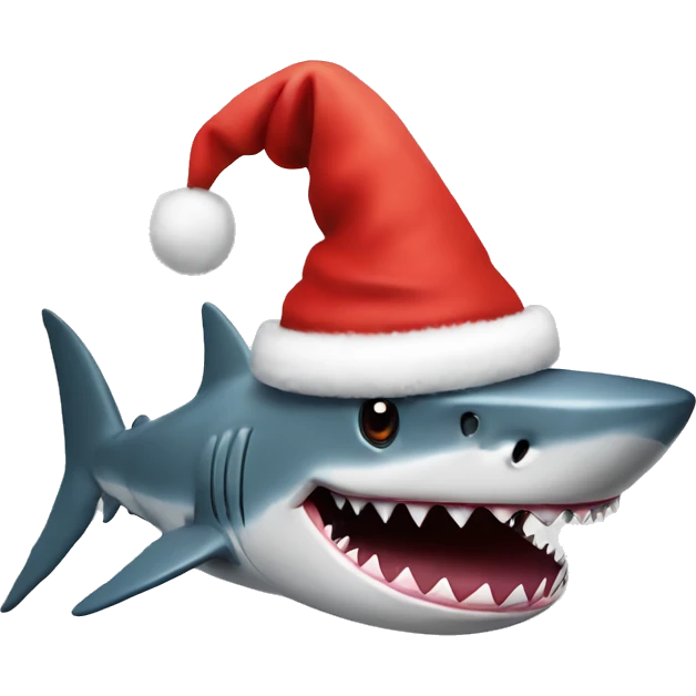 Shark with a Christmas hat emoji