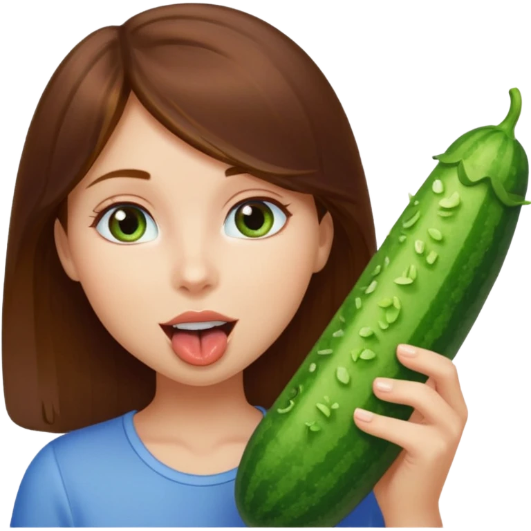 I want a brown hair, blue eyes girl. Holding and licking cucumbers emoji