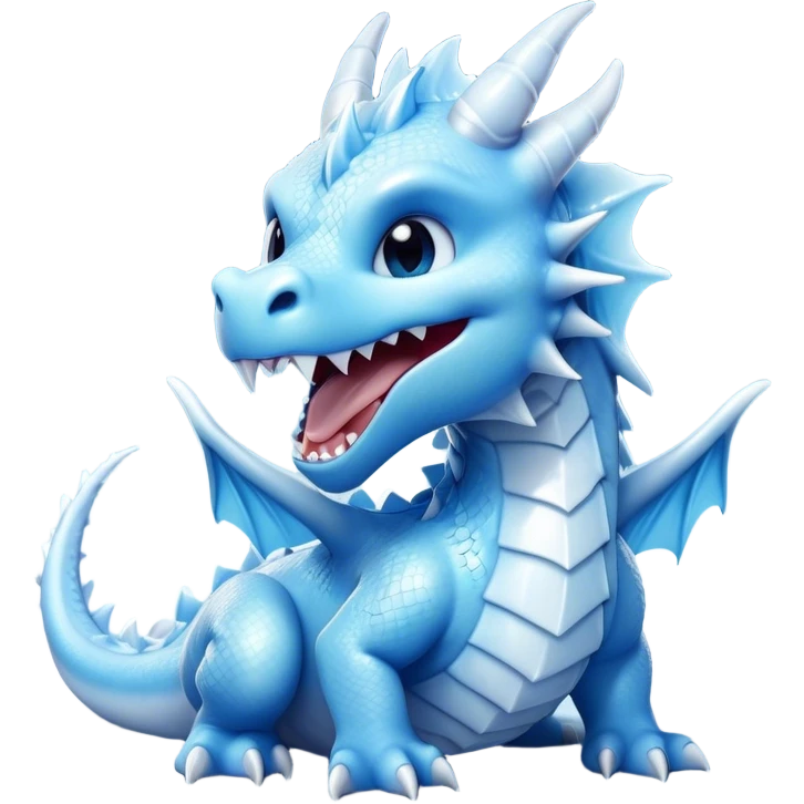 Cinematic Cute Yawning Beautiful Ice Dragon Portrait Emoji, Head tilted slightly with a dramatic, wide-open yawn, revealing a softly crystalline body with subtly drooping, frost-laden scales in cool blues and silvery hues, each detail rendered with natural icy finesse; high shine, relaxed yet elegant, styled with a dash of enchanted winter charm, soft glowing outline, capturing the essence of a sleepy yet graceful ice drake ready to stretch out and melt into a serene, frozen slumber! emoji