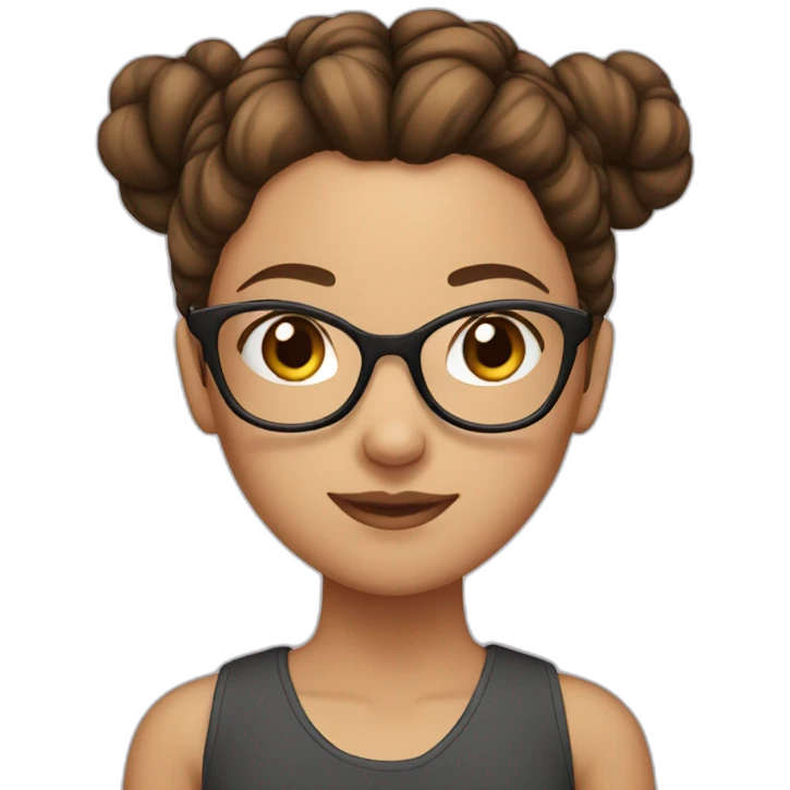 Girl with brown hair wearing glasses with her hair tied up in a bun emoji