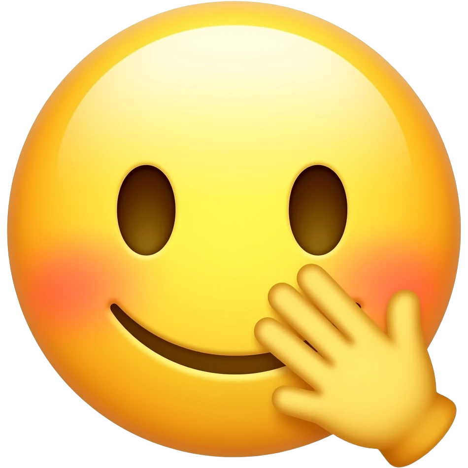 Yellow smiley blushing covering mouth in love holding up a sign sign that says "anything for you tee hee" emoji