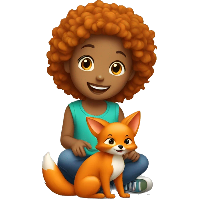 kids playing with little fox emoji
