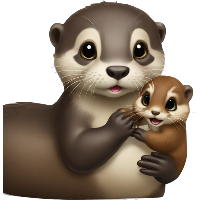 Baby otter holding baby chipmunk emoji