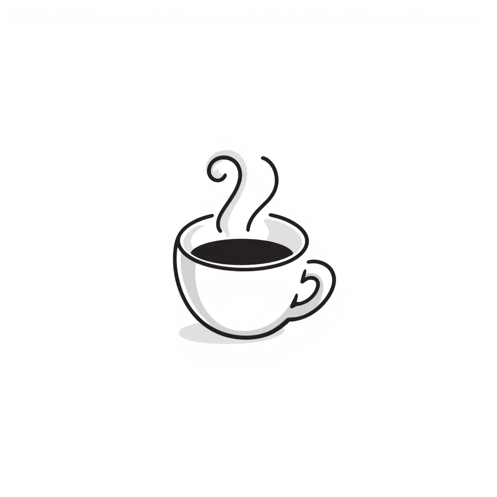 hand-drawn doodle of a cappuccino cup with steam and foam emoji