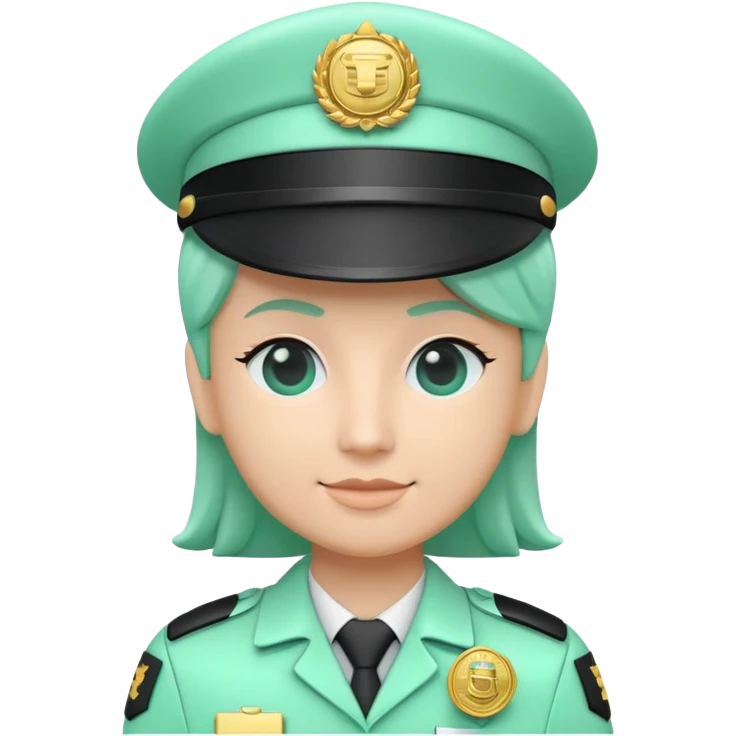 Fonction Publique (Public Service), 3D techy icon with black and mint green (#B5F4D3) color scheme, government worker with badge emoji