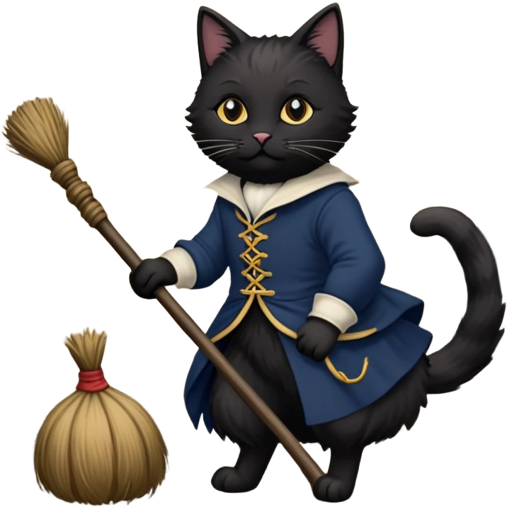 A cat on a broomstick during the french revolution  emoji