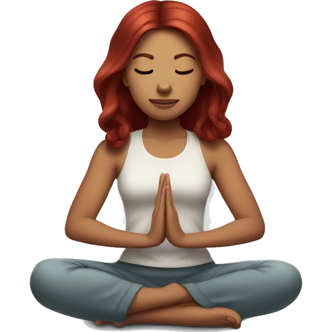 Dark red hair girl light Skin meditating  emoji