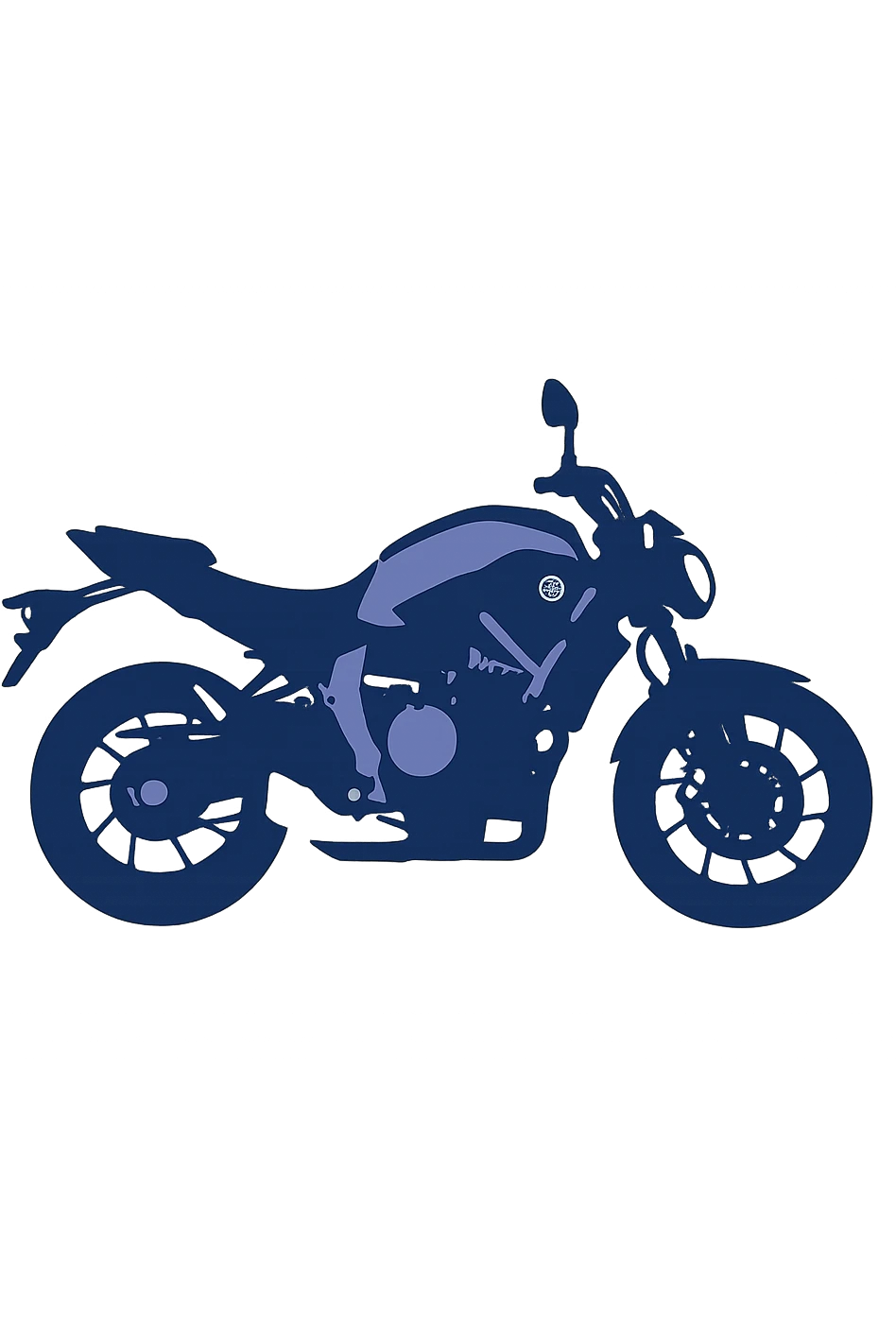 silhouette of a Yamaha MT-07 motorcycle, flat style, simple and modern, transparent background emoji