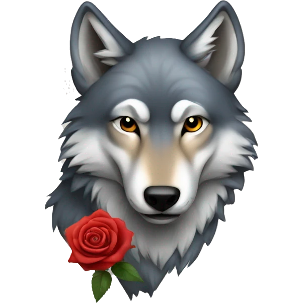 a wolf with a rose emoji