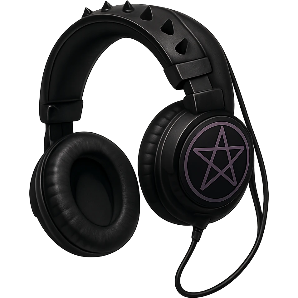 Remove the background and keep only the goth headphones in a realistic anime style with no background. emoji