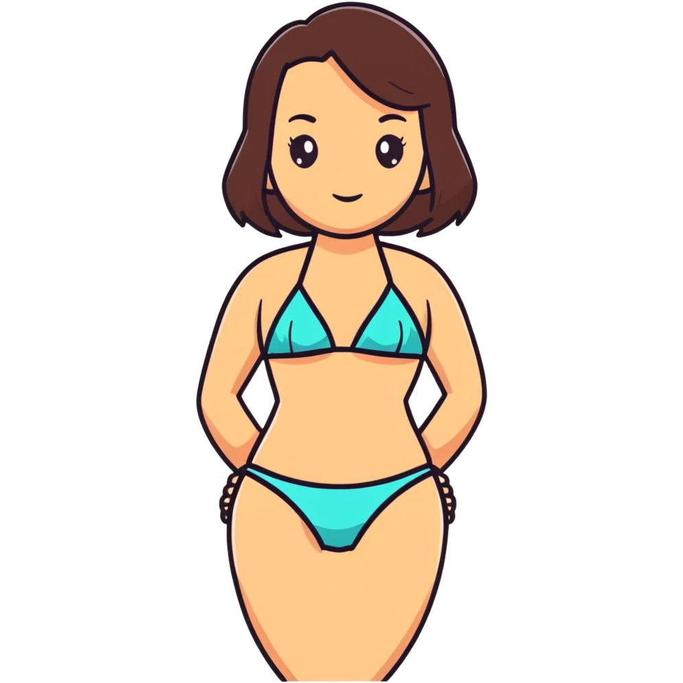 Woman with brunette hair in a bikini emoji